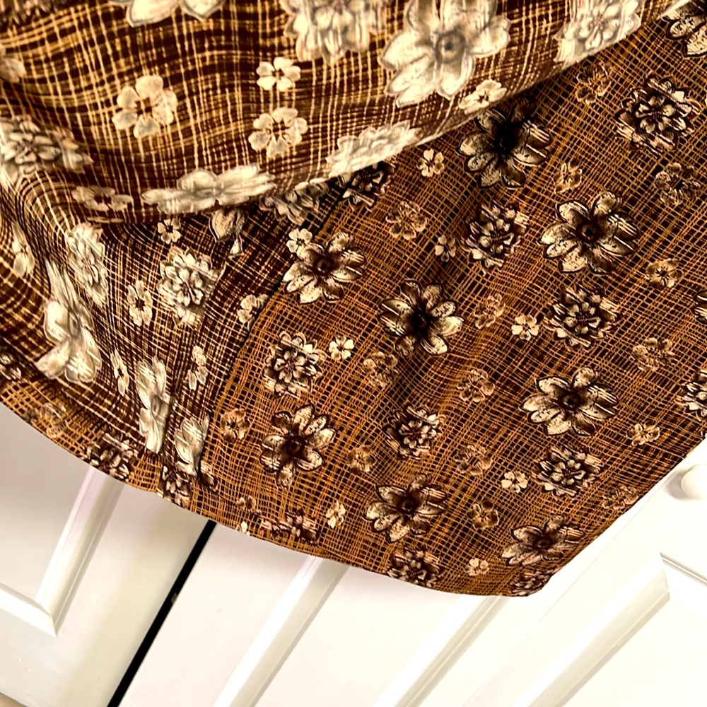 Vintage Maggie Lawrence Brown Floral Print Wrap Maxi Skirt Size 14 with Tags - Picture 5 of 9
